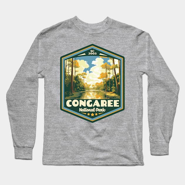 Congaree National Park Vintage Outdoor Badge Long Sleeve T-Shirt by GIANTSTEPDESIGN